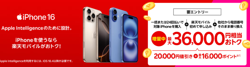 楽天モバイルのiPhone購入キャンペーンその1